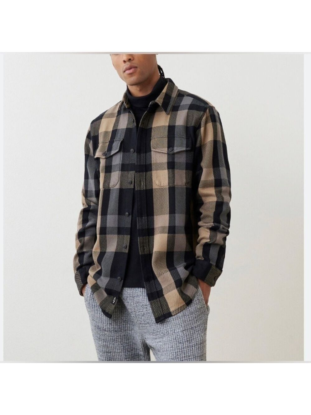 Roots button up flannel plaid shirt.